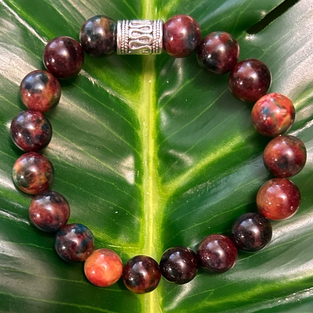 rare exotic parrot tigers eye chunky 10mm elastic beaded bracelet